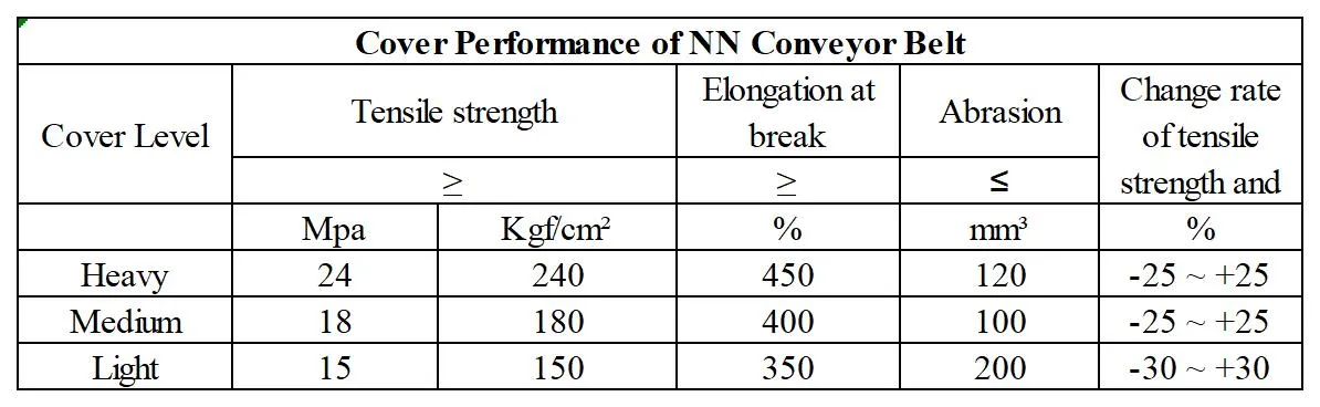 NN conveyor belt TDS