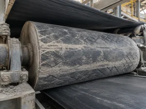 Conveyor pulley lagging to prevent belt slippage